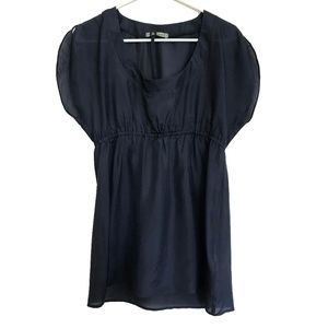 Velvet Brand Navy Blue Silk Blouse
